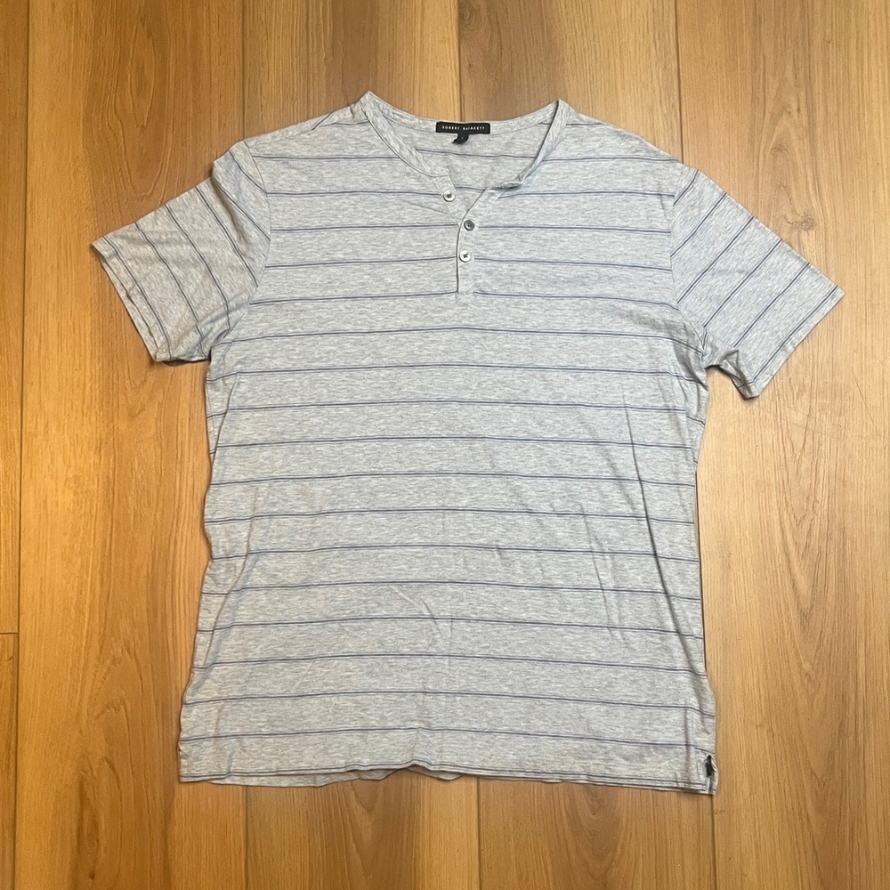 Men's Blue Striped Henley Shirt